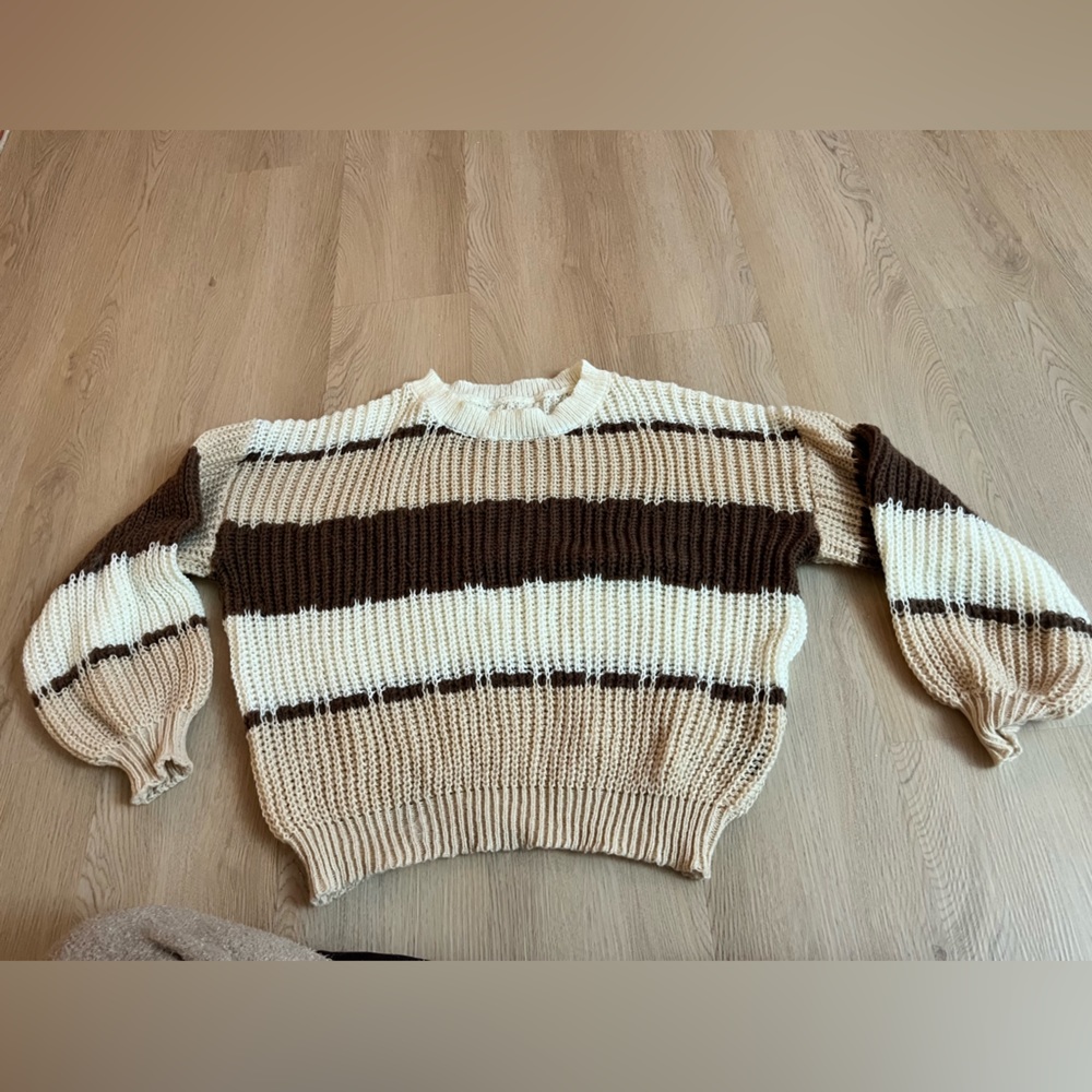 Brown tan and white sweater